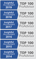 Intuitive Accountant named me one of the top 100 QuickBooks ProAdvisors in 2014 and again in 2015, 2016, 2017, 2018, 2019, 2020, 2021, 2022, and 2023. The process started with a call for nominations, of which 270 were received, then a scoring based on multiple factors such as current ProAdvisor status, number and quality of Intuit certifications (I have all of them including the difficult to obtain Advanced Certification which fewer than 11% of my peers have), years certified in Intuit products, and number and rating of client reviews, and finally an open vote in which over 2,000 of my peers voted. After all of this was completed, Intuitive Accountant staff compiled the scores and I was one of the 100 who earned this award including three others from Greater Seattle.